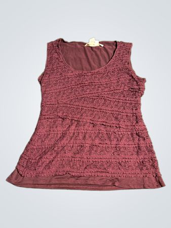 Max Studio Maroon Lace Tank Top Size M