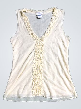 Old Navy Cream Ruffled V-Neck Cami Top