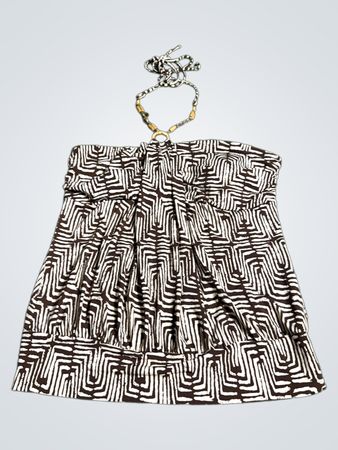 Brown and White Patterned Dress