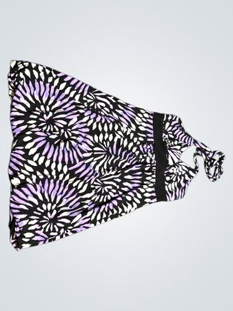 Vanitu Purple Floral Halter Neck Bikini Top