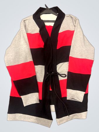 Upcycled Striped Cardigan with Tie