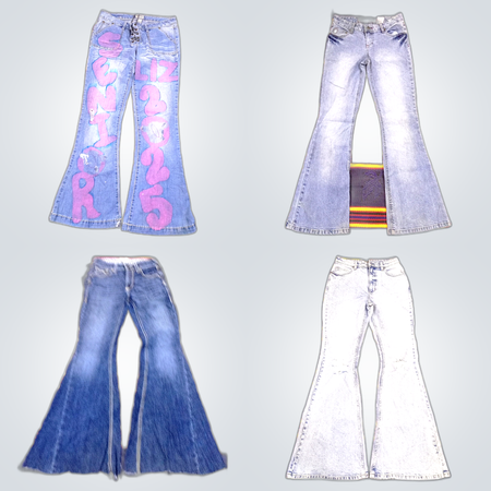 Y2k flared embroidery jeans