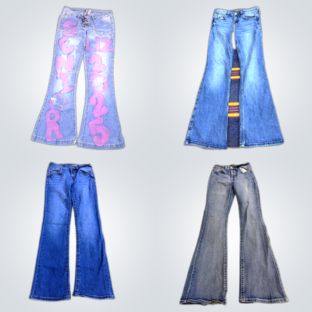 Y2k flared embroidery jeans