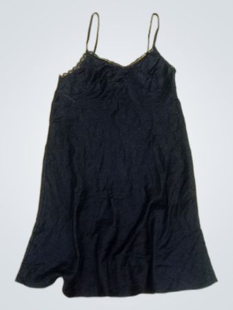 Black satin slip dress