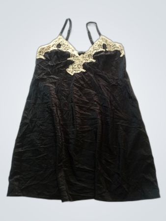 Unbranded Black Lace Trim Slip Dress