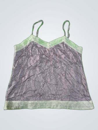 Gray Camisole with White Lace Trim
