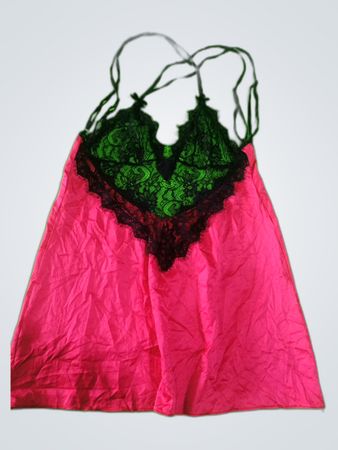 Pink Chemise with Black Lace