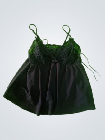 Black Lace-Trimmed Silk Camisole