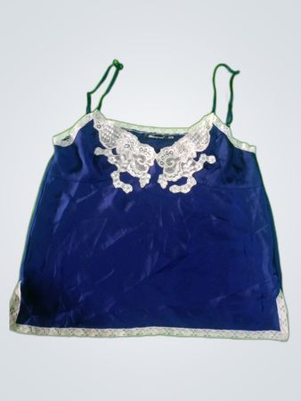 Blue Camisole with White Lace