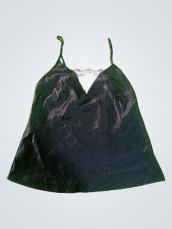 Black Satin Cami with Lace Trim