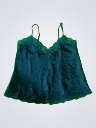 Unbranded Black Lace Trim Satin Cami Top
