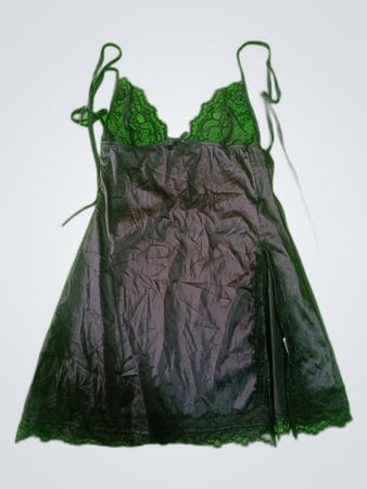 Black Lace-Trimmed Silk Chemise
