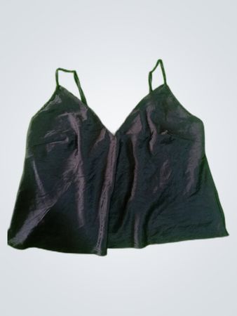 Black Silk Cami with Lace Trim