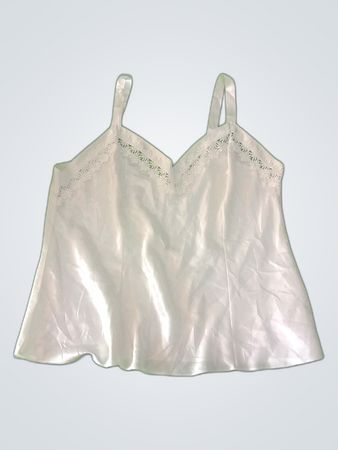 White Satin Cami with Lace Trim