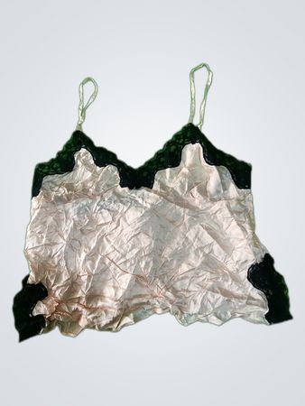 Crumpled White and Black Lace Bra