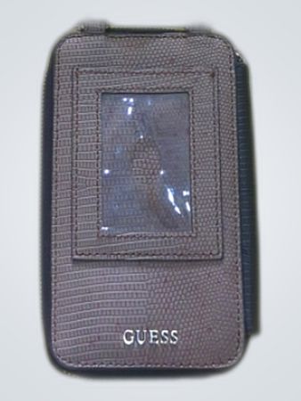 Guess Taupe Lizard Embossed Crossbody Wallet