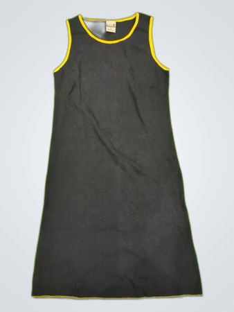 Black Sleeveless Dress with Yellow Trim