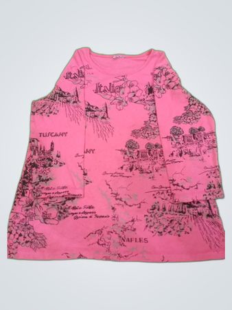 Pink Italian Map Sleeveless Top