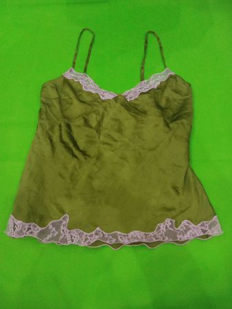 Green Camisole with Lace Trim