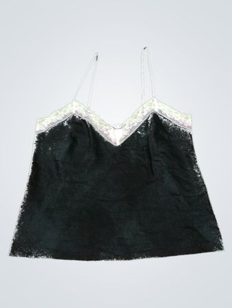 Black Camisole with White Lace Trim