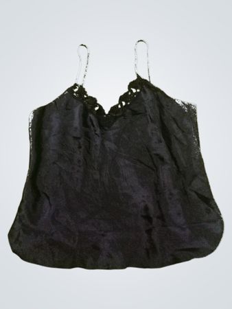 Black Lace Trim Satin Cami Top