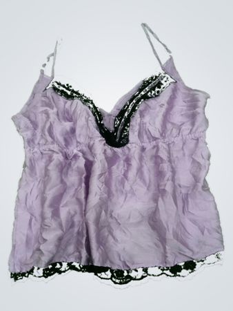 Purple Camisole with Black Lace Trim