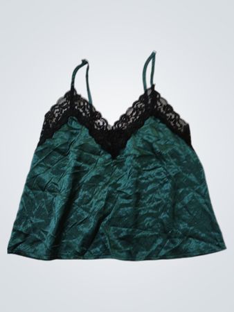 Unbranded Teal Satin Lace Cami Top