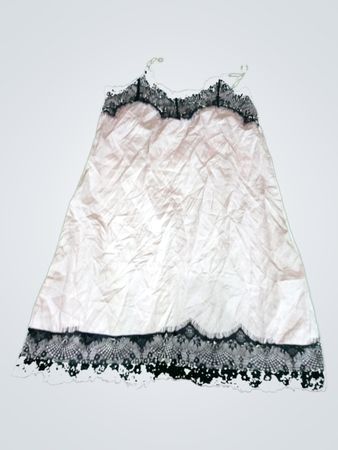 Pink Nightgown with Black Lace Trim