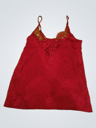 Red Lace Trim Cami Top