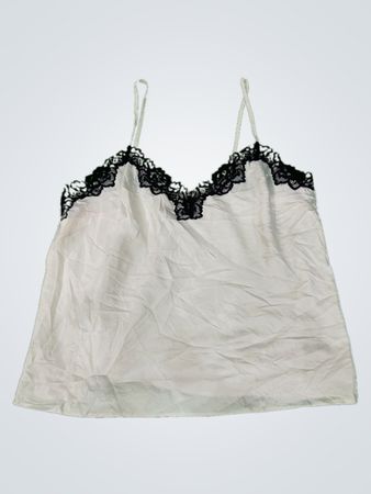 White Camisole with Black Lace Trim