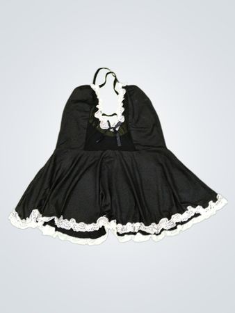 Black Dress with White Lace Trim