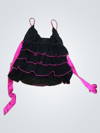 Black and Pink Ruffled Swimsuit