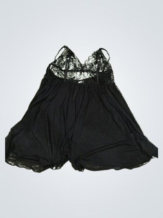 Black Lace-Trimmed Babydoll
