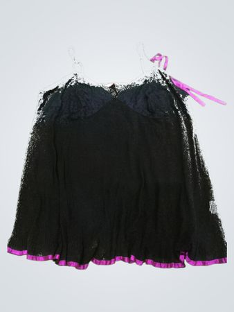 Velvet Black Camisole with Purple Trim