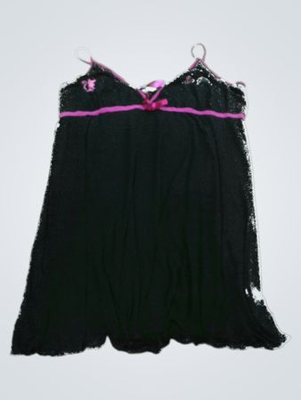Evie Black Dress with Pink Trim