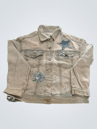 Gray Denim Jacket with Stars