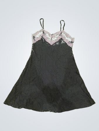 Black Nightgown with Lace Trim