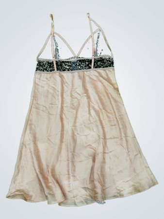 Women's Cream Colored Nightgown with Black Lace Detail