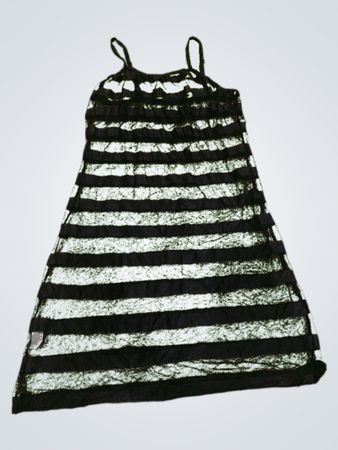 Black Striped Sheer Tank Top Dress