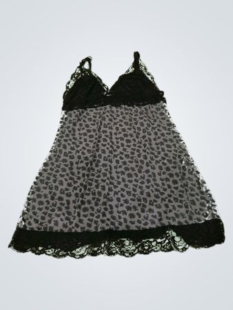 Lace-Trimmed Leopard Pattern Chemise