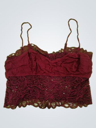 Maroon Lace Cropped Top