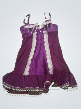 L'ZAZA Purple Lace Trim Slip Dress