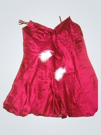 Unbranded Red Satin Slip Dress with Feather Accents
