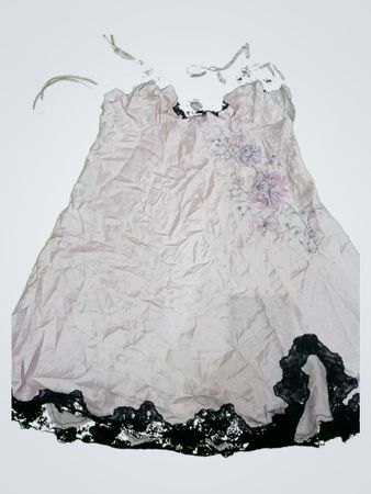 Pink Nightdress with Black Lace Trim