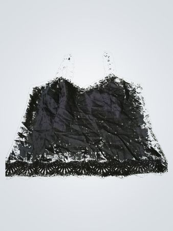 Black Lace Trim Satin Camisole Top