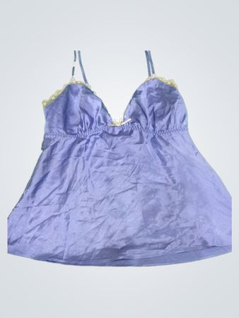 LIV Collection Blue Satin Lace Cami Top