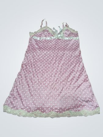 Secret Possessions Pink Polka Dot Satin Slip Dress