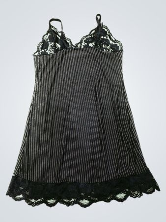 Unbranded Lace Trim Pinstripe Slip Dress