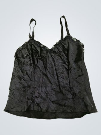 Unbranded Black Lace Trim Satin Camisole Top