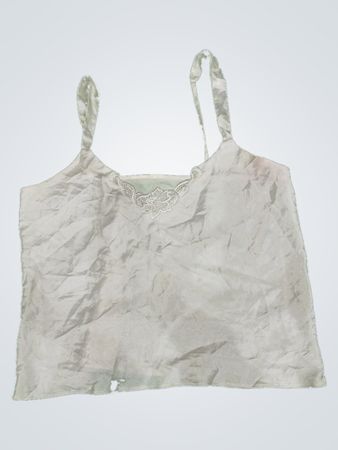 White Lace Trim Satin Cami Top